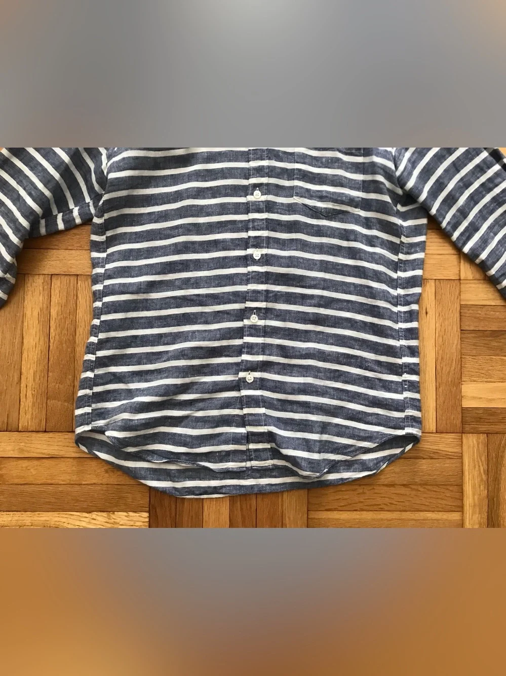 Size Medium Mens J.Crew Baird McNutt Irish Linen Slim Fit Shirt Blue Stripes